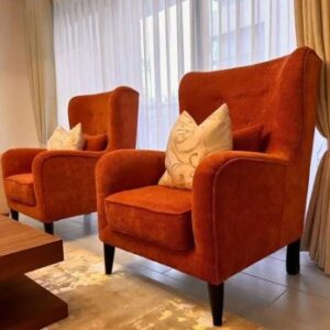 wingback chairs with spring cushions & fibre pillows | available in kenya
