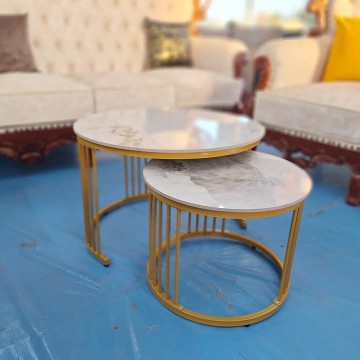 round coffee tables marble top 2pieces design 5