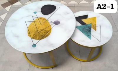 round coffee tables marble top 2pieces design 12