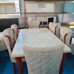 marble top table 6 seater dining set with marble top table and padded chairs