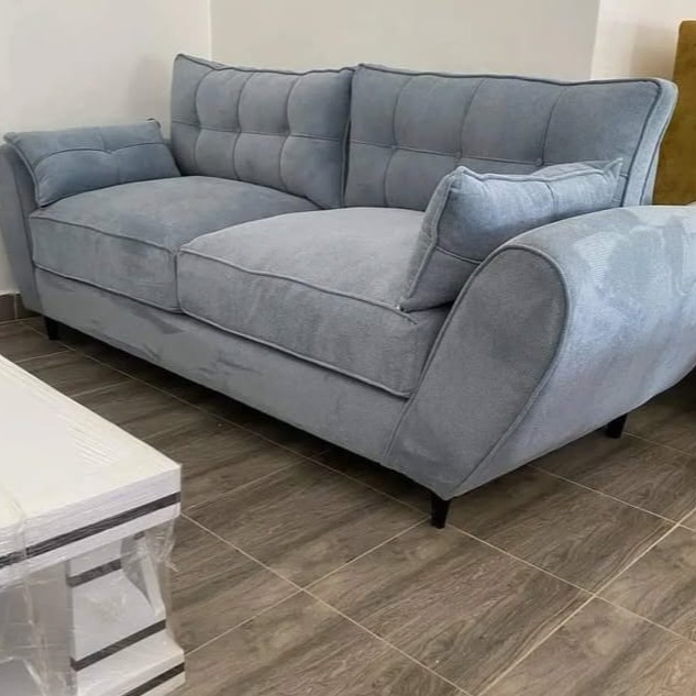 3 seater tufted butterfly sofa design with cushioned armrests &spring cushions – grey finish