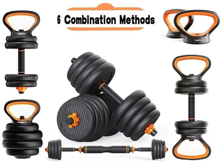 6 In 1 50Kgs Rubber Dumbells
